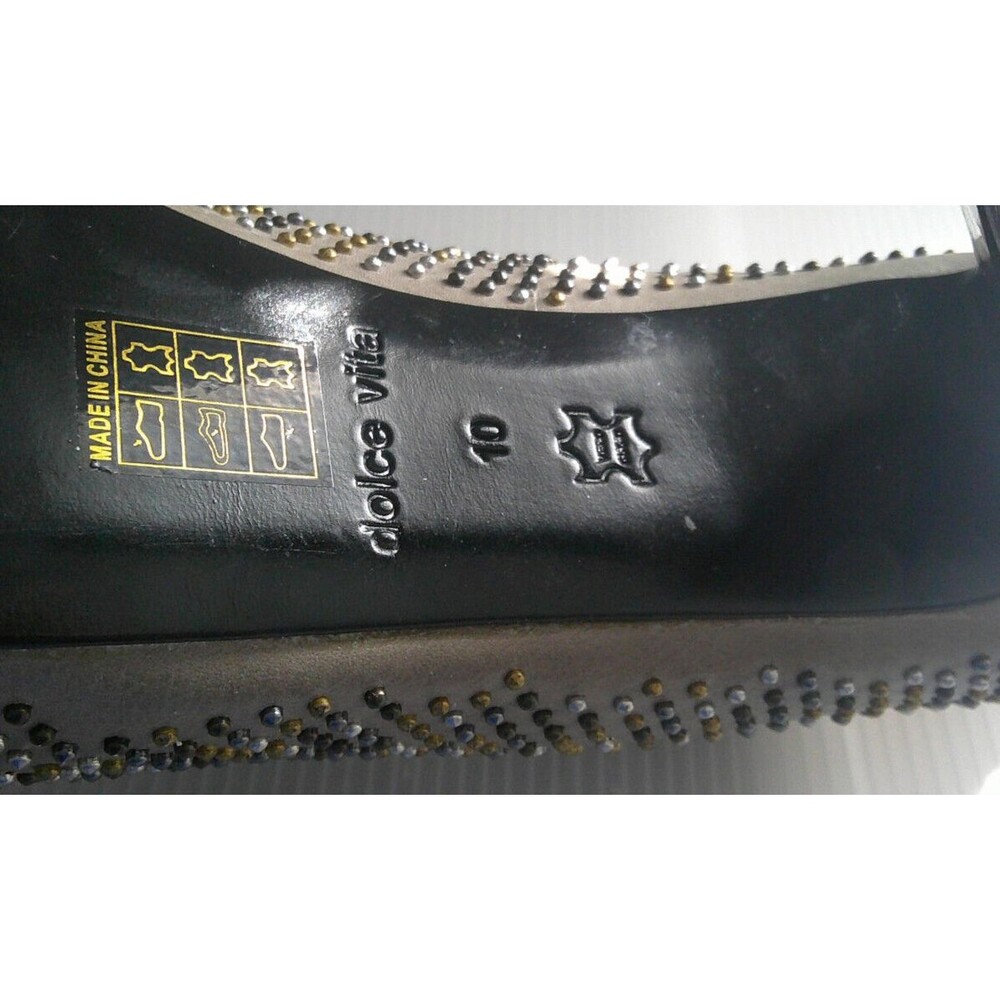 Dolce Vita Brenna Mixed Metal Studded Taupe Leather Platform Pump Heel Size 10M - Picture 7 of 8